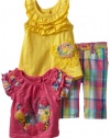 Nannette Baby-girls Infant 3 Piece Butterfly Plaid Capri Pant Set