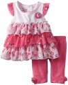 Nannette Baby-girls Infant 2 Piece Floral Ruffle Legging Set
