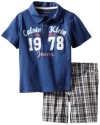 Calvin Klein Boys 2-7 Two-Piece Polo Shirt With Plaided Short