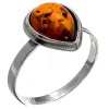 Honey Baltic Amber and Sterling Silver Drop-shaped Ring Sizes 5,6,7,8,9,10,11,12