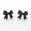 DaisyJewel Black Enamel Bow Tie Betsey Johnson Inspired - Black Tie Affair - Stud Earrings - For Pierced Ears - Skin-Safe Posts
