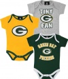 Green Bay Packers Infant Tiny Fan 3 Piece Creeper Set, 18 Months