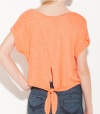 G by GUESS Women's Colleen Solid Knot Back Top, CLEMENTINE (SMALL)