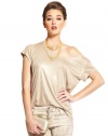 GUESS by Marciano Women's Fay Foil Tee, GOLD (LARGE)