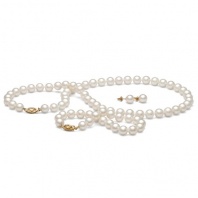 AA+ Quality, 7.5-8.0 mm, White Freshwater Pearl Set
