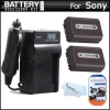 2 Pack Battery And Charger Kit For Sony Cyber-Shot DSC-HX100V, DSC-HX200V Digital Digital Camera Includes 2 Extended (1000mAh) Replacement NP-FH50 Batteries + Ac/Dc Rapid Travel Charger + LCD Screen Protectors + MicroFiber Cleaning Cloth