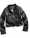 GUESS Big Girl Faux-Leather Jacket, BLACK (10/12)