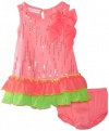 Bonnie Baby-Girls Infant Dress With Panty, Pink, 18 Months