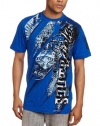 Southpole Men's Asymmetric Flock And Metallic Print Graphic Tee In 30's Single Jersey