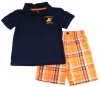 Beverly Hills Polo Baby-Boys 3-9M Navy/Orange Short Sleeve Polo Shirt and Shorts
