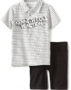 Kenneth Cole Boys 2-7 Stripes Polo Top With Short