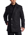 Kenneth Cole Reaction Men's Melton Peacoat With Bib