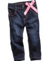 GUESS Baby Girl Denim Jeans with Bow (12-24M), DARK STONE WASH (24M)