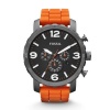 Fossil Men's JR1428 Nate Chronograph Orange Silicone Watch