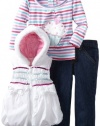 Nannette Baby-Girls Infant 3 Piece Cu Pieceake Vest Set, Optic White, 12 Months
