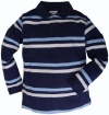 Madison Boys 100% Cotton Long Sleeve Navy Striped Polo Shirt - Size 5