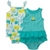 Carters Infant Girls 2-Piece Sunsuits, Blue and Green Whale Print, 18M