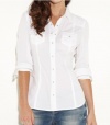 G by GUESS Women's Suzie Poplin Shirt, TRUE WHITE (XS)