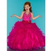 Sugar Hot Pink Halter Top Sparkle Bow Ball Gown Pageant Dress Girls 10