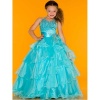 Sugar Aqua Jeweled Halter Top Ruffle Pageant Gown Toddler Girls 2T