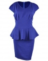 Lady's Mini Cocktail Party Evening Dress- Blue, Paneled/ Peplum Style