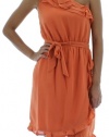 Jessica Simpson Asymmetrical Ruffle One Shoulder Women's Dress Orange Size 4