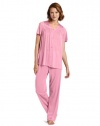 Vanity Fair Women's Colortura Short Sleeve Pajama Set,Perfumed Rose,Medium