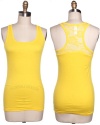 Active Basic Women's Soft Light Weight 2x1 Ribbed Tank Top with Racerback Lace