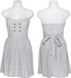 TRIXXI Sweetheart Strapless Pinstripe Sailor Stretch Dress w/ Button Front [24B4247IBI], WHT/BLU 104, 9