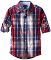 Tommy Hilfiger Boys 2-7 Long Sleeves Plaid Shirt, Flag Blue, 03 Regular