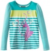 Baby Phat Girls 7-16 Long Sleeve Stripe Top, Dark Turquoise, Medium