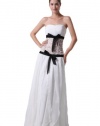 Honeystore Women's a Line Floor Length Sweetheart Belts Prom Dresses Size US4/UK8/EUR34 Color Iovry and Black
