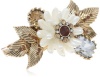 Betsey Johnson Iconic Summer Metallics Pearl Flower Two-Finger Stretch Ring, Size 7.5