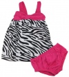 Buster Brown Baby-Girls 3-9M Pink Sleeveless Zebra Print Dress With Panties Set