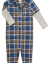 Carter's Infant Long Sleeve Flannel One Piece Coverall - Blue Plaid-9 Months