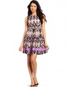 Jessica Simpson Women's Printed Dress with Pleated Skirt, Bellflower, 6