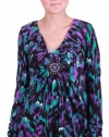 ECI New York Long-sleeve, Ruched Medallion Top