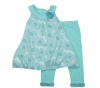 ABS Kids Little Girl's Bubble Hem Sleeveless Dress Legging Set Blue/Green 3T