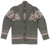 Juicy Couture Girls' 7-16 Wool Blend Chunky Fair Isle Caridgan Sweater (Grey) (10)