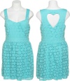 TRIXXI Heart Sleeveless Cutout Lace Stretch Skater Dress [26B8805YFI], TURQ 440, 7