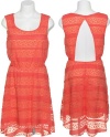 TRIXXI Sleeveless Two-Tone Hi-Low Dress w/ Back Cutout [26B8149YBI], RED/CORAL 630, LARGE