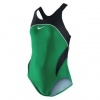 Nike Swim Girl's Team Color Block Power Back Tank Swimsuit - Green/Black 22