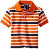 Nautica Baby-boys Infant Short Sleeve Stripe F13 Pique Polo, Orange, 18 Months