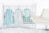 SwaddleDesigns 5 Piece zzZipMe Sack Crib Bedding Set with Crib Skirt, Turquoise, 3-6 Months