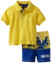 Nautica Sportswear Kids Baby-boys Infant 2 Piece Swim Set, Lemonade, 3-6 Months