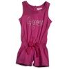 GUESS Kids Girls Little Girl Romper with Mesh Trim, VIOLET (2T)