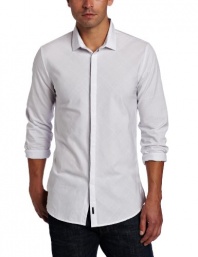 Calvin Klein Sportswear Men's Long Sleeve Box Pattern Dobby Woven, White, XX-Large