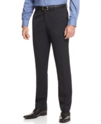 Lose a few inches without doing a thing. These slim-fit pants from Perry Ellis streamline your look.