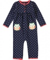 Carter's Baby Girls Knit Jumpsuit - Navy Heart,SIZE 18 MONTHS