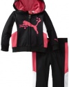 Puma - Kids Baby-Girls Infant Colorblock Hooded Tricot, Black, 12 Months